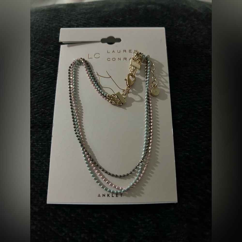LC Lauren Conrad Pastel Layered Anklet in Pink, Blue, gold
